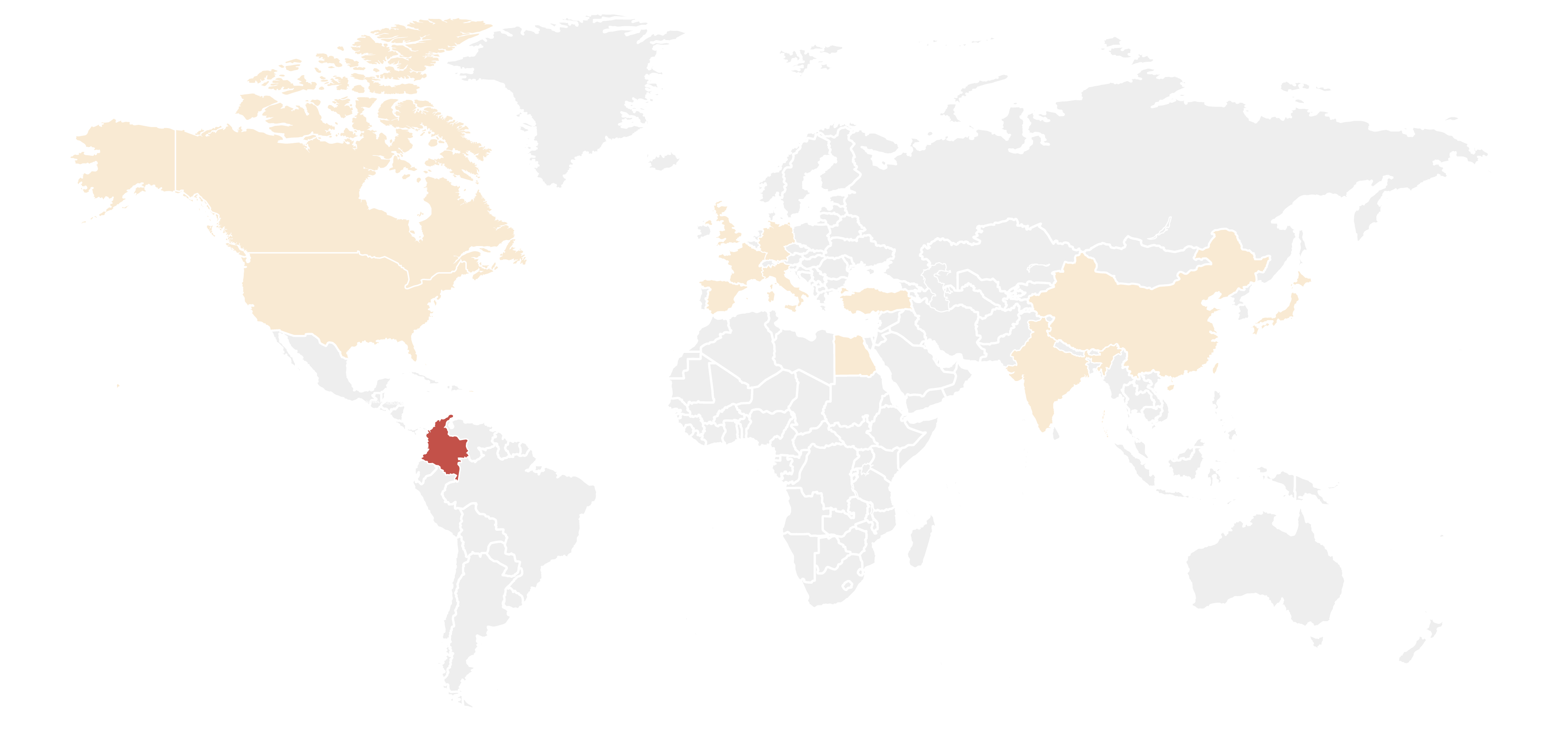 A map of the countries that participated in a survey about ITP symptoms,
how ITP affects people’s daily lives, and treatment