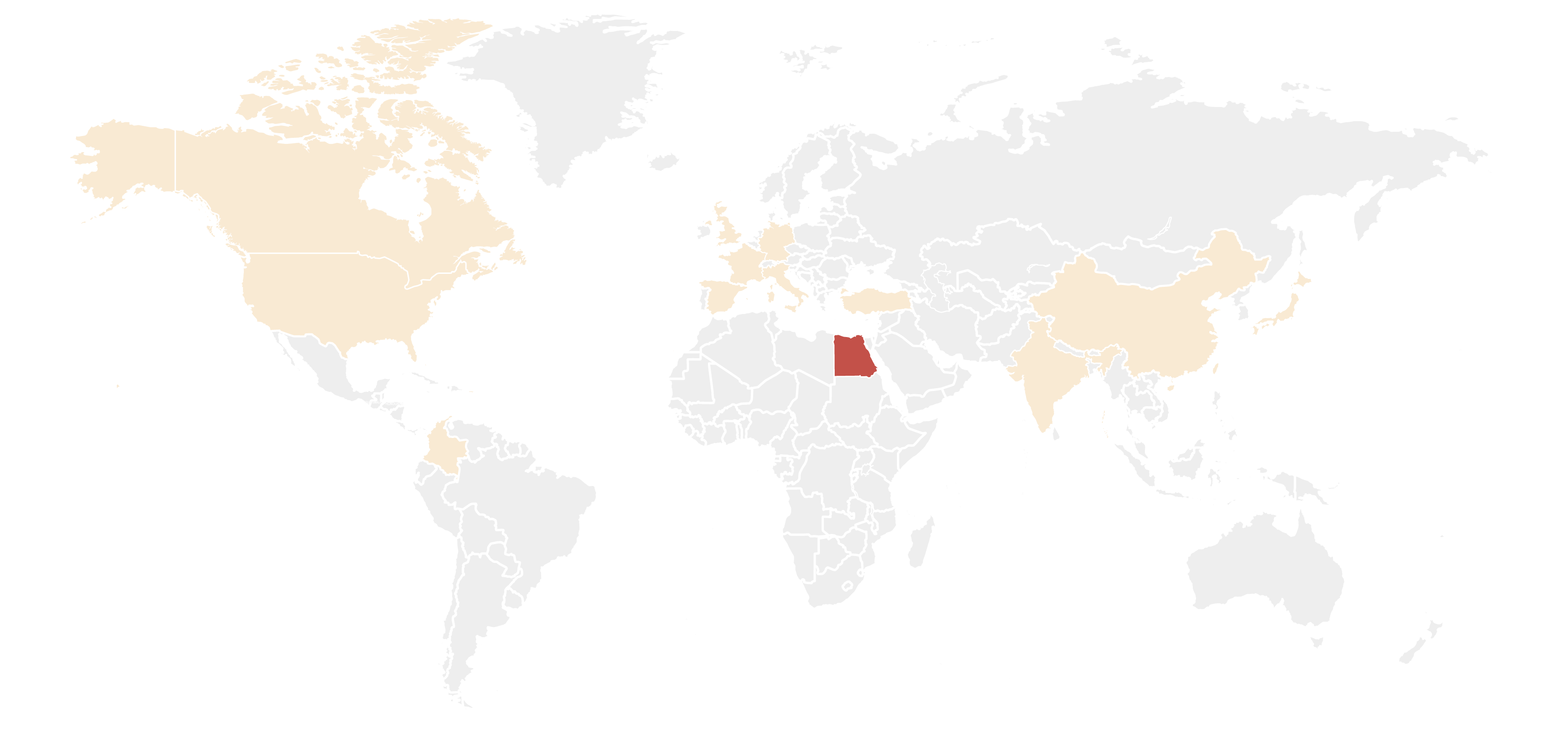 A map of the countries that participated in a survey about ITP symptoms,
how ITP affects people’s daily lives, and treatment