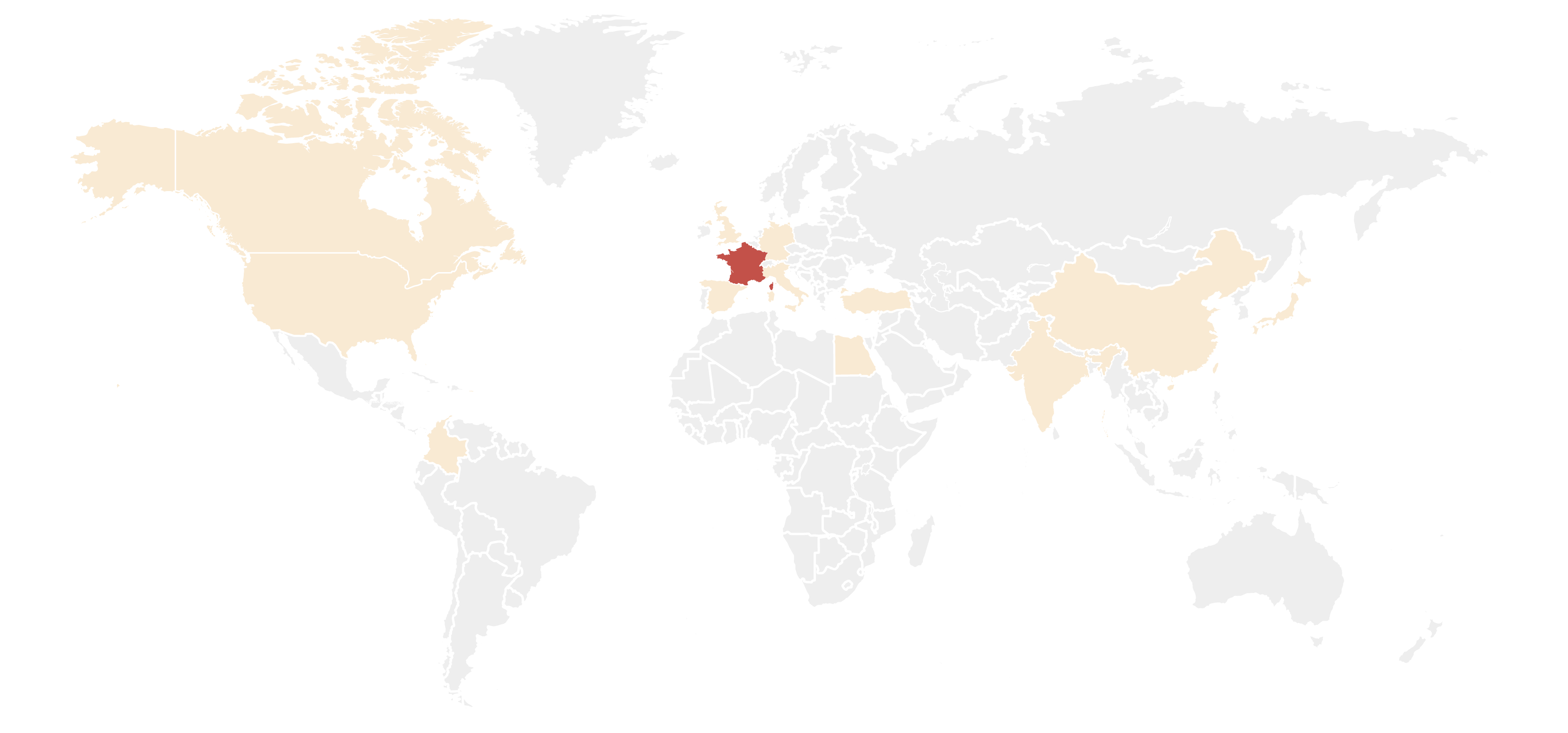 A map of the countries that participated in a survey about ITP symptoms,
how ITP affects people’s daily lives, and treatment