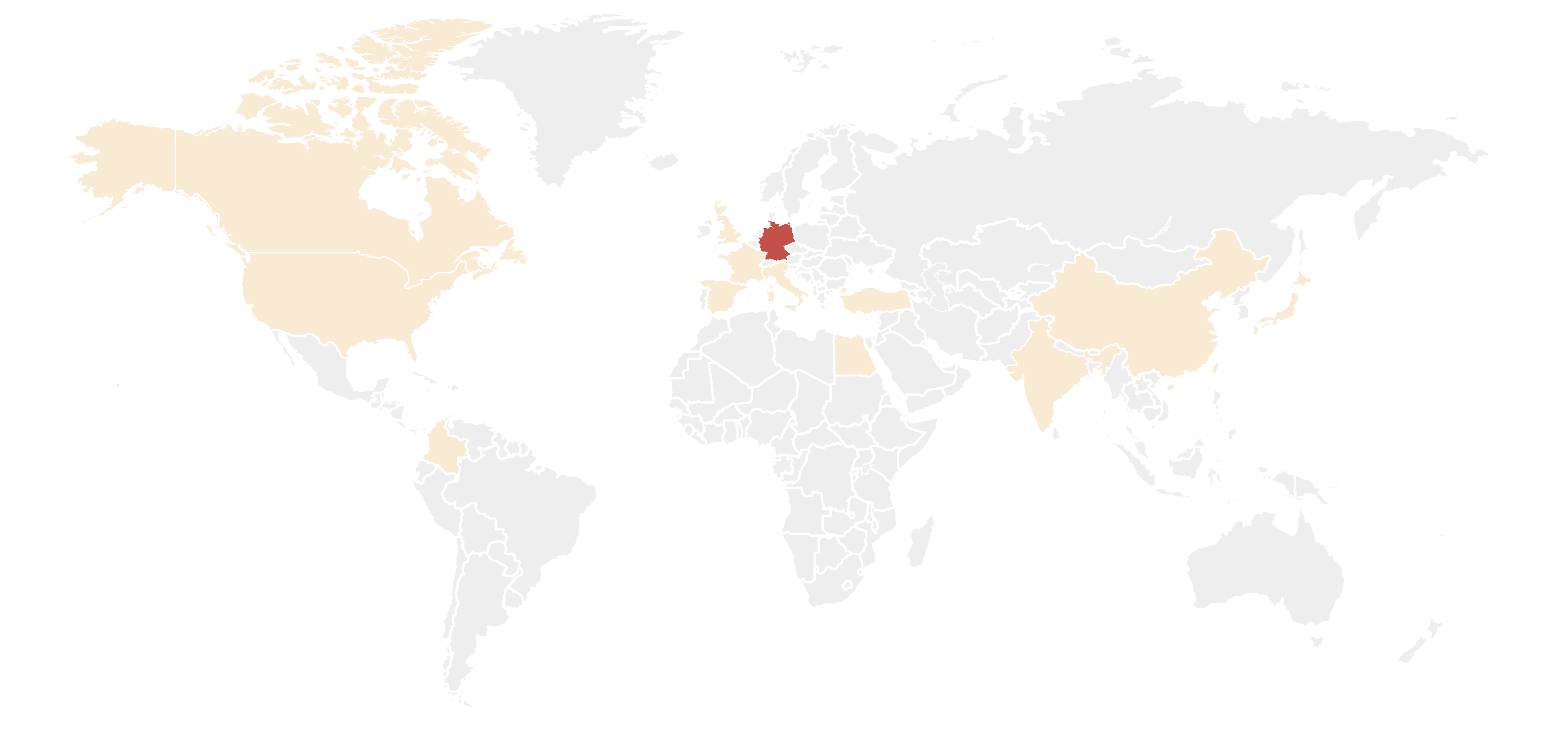 A map of the countries that participated in a survey about ITP symptoms,
how ITP affects people’s daily lives, and treatment