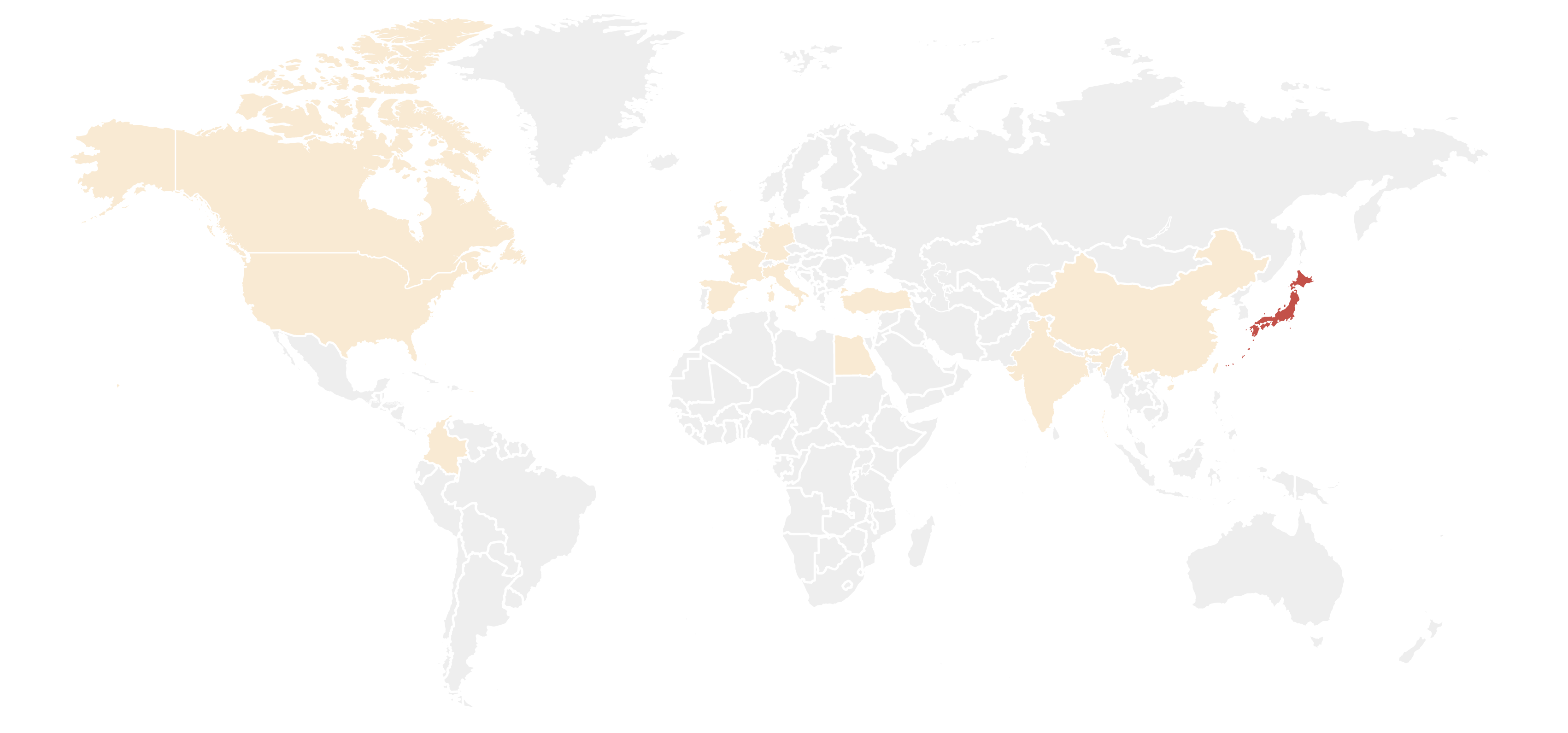 A map of the countries that participated in a survey about ITP symptoms,
how ITP affects people’s daily lives, and treatment