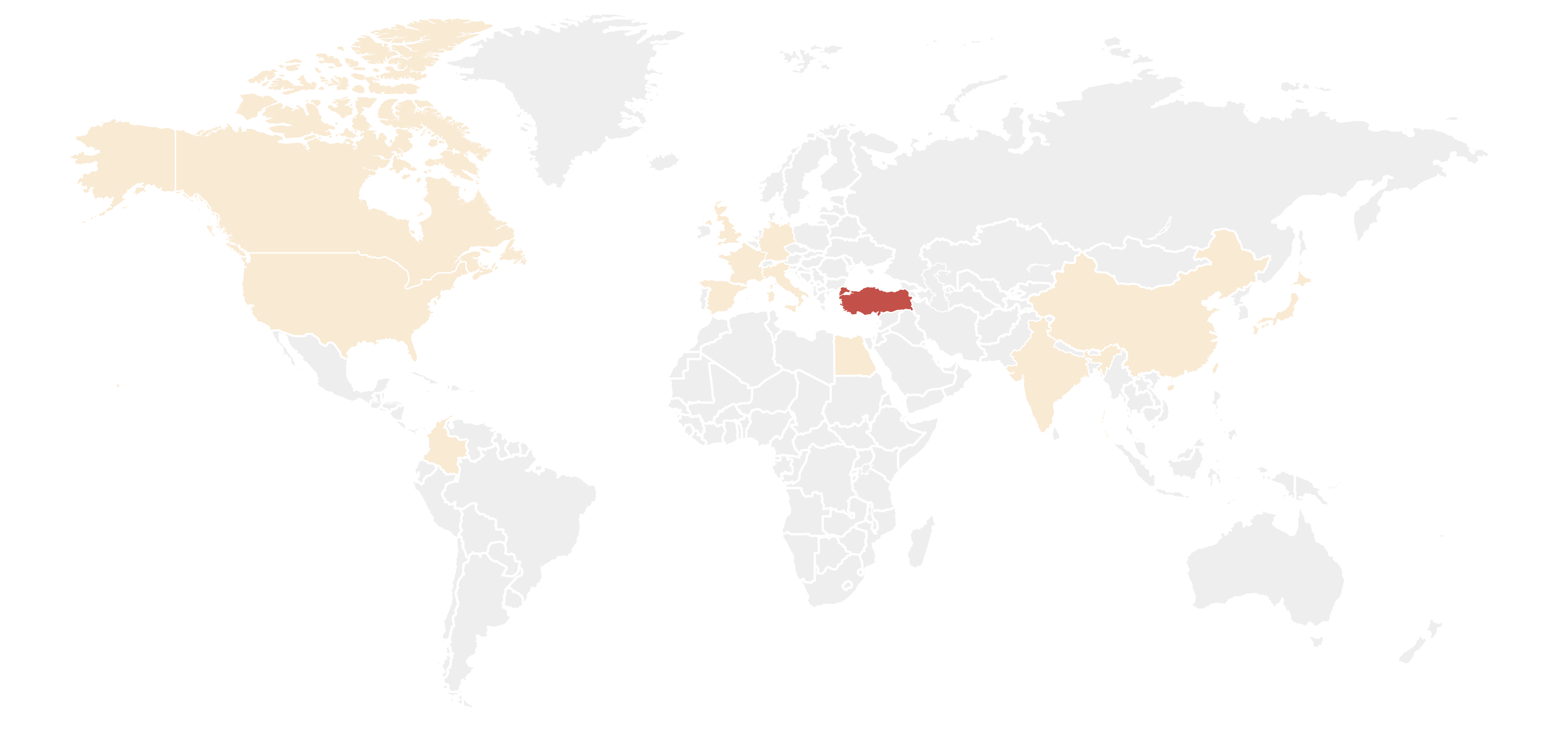 A map of the countries that participated in a survey about ITP symptoms,
how ITP affects people’s daily lives, and treatment