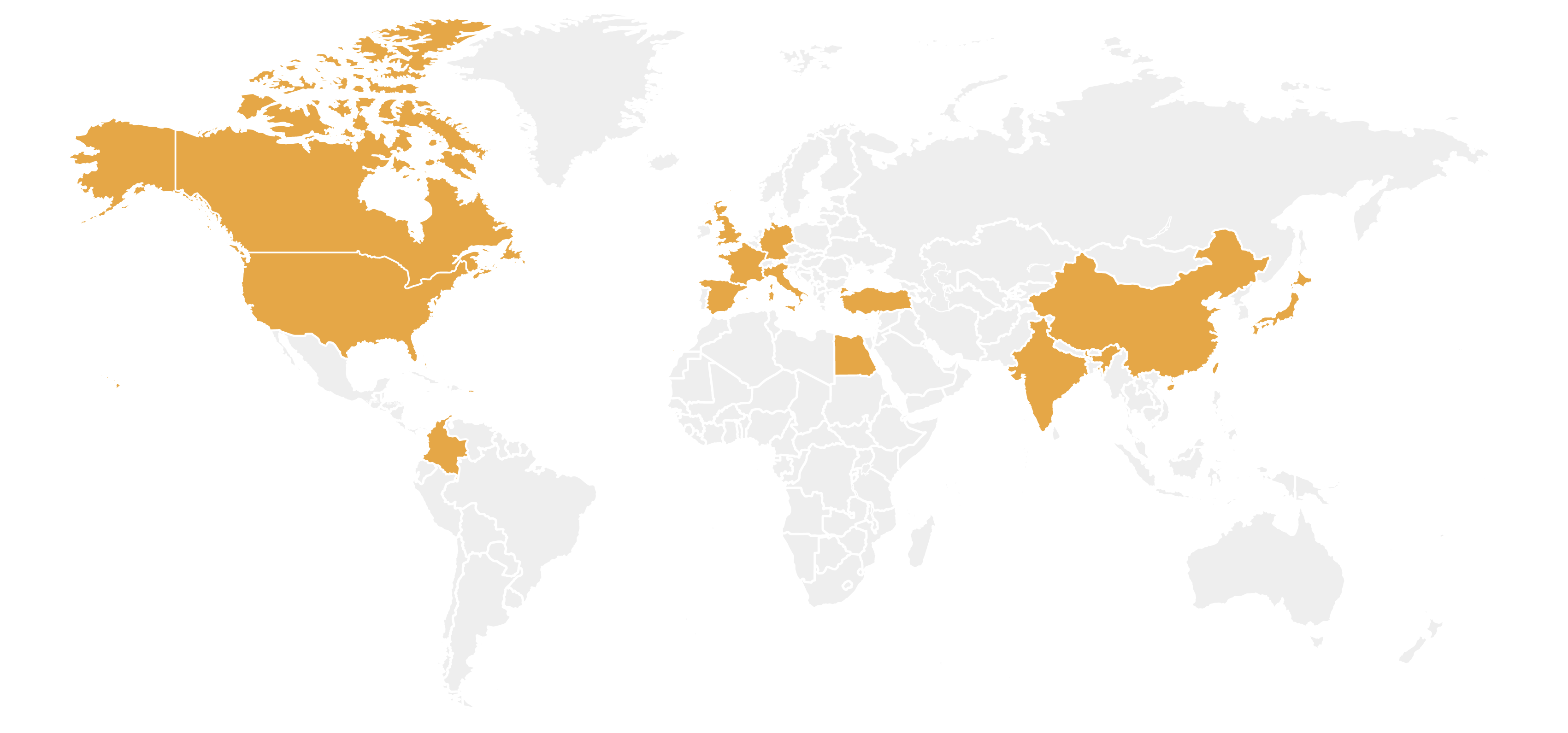 A map of the countries that participated in a survey about ITP symptoms,
how ITP affects people’s daily lives, and treatment